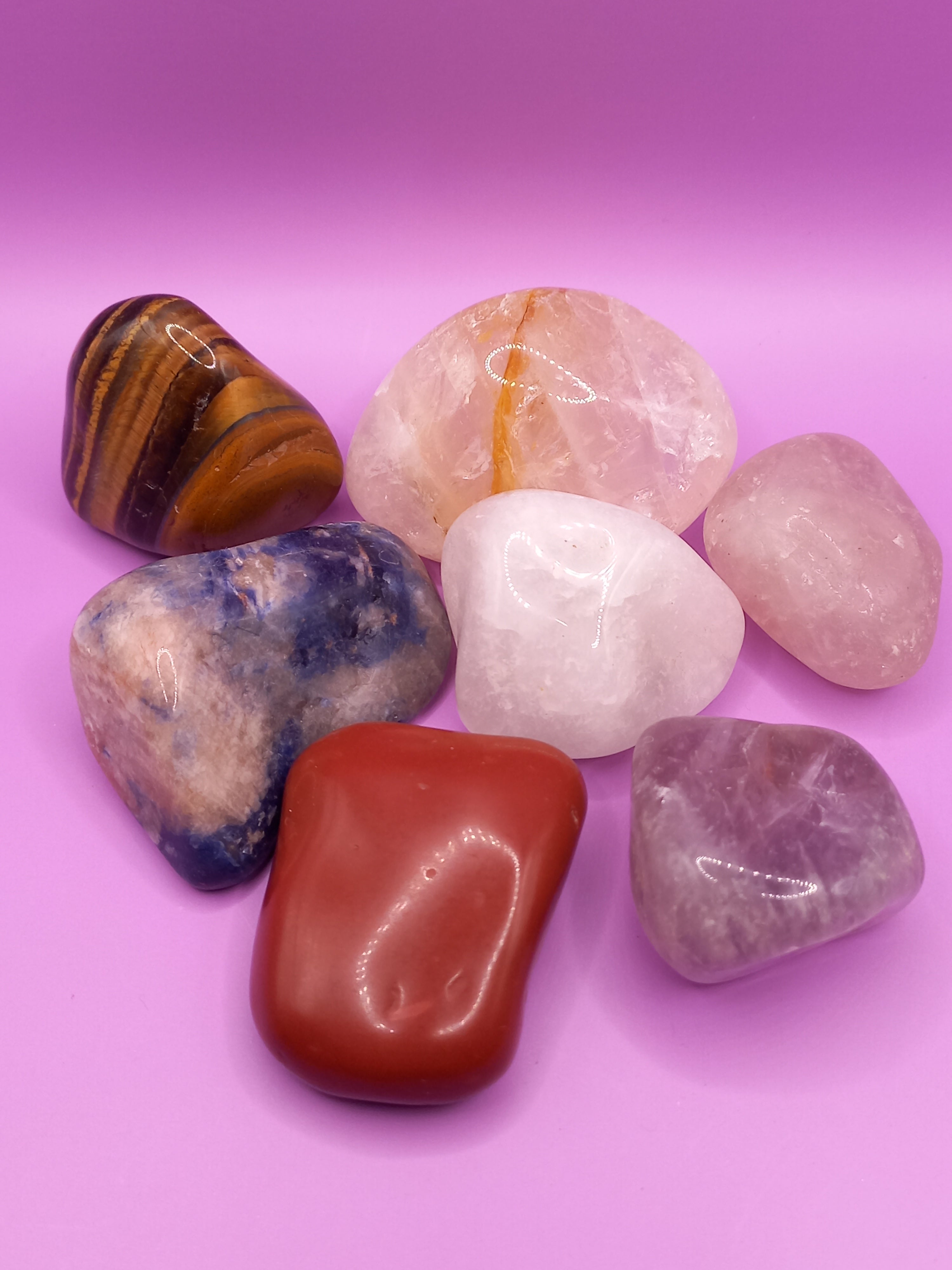 Set de Piedras 7 Chakras Semipulidas Con Bolsa de Pentagrama