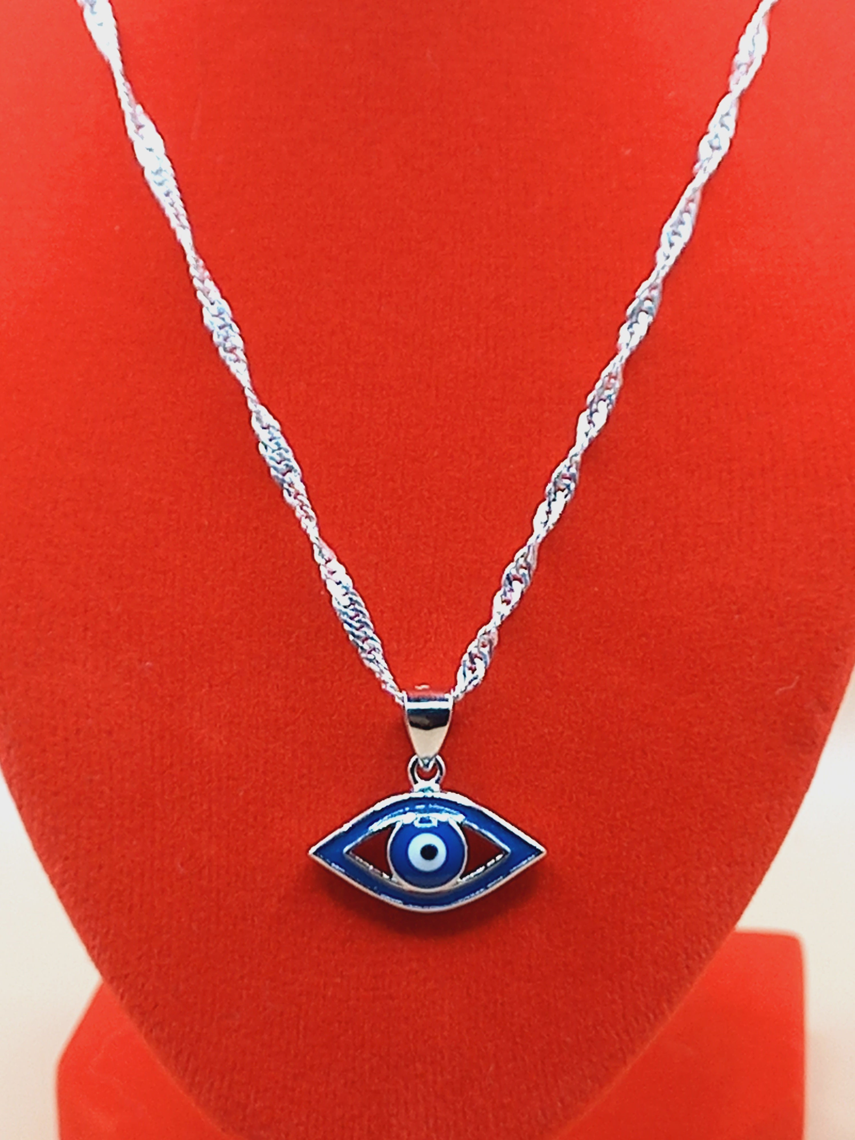 Colgante Ojo Turco con Cadena de Plata 50 cm.