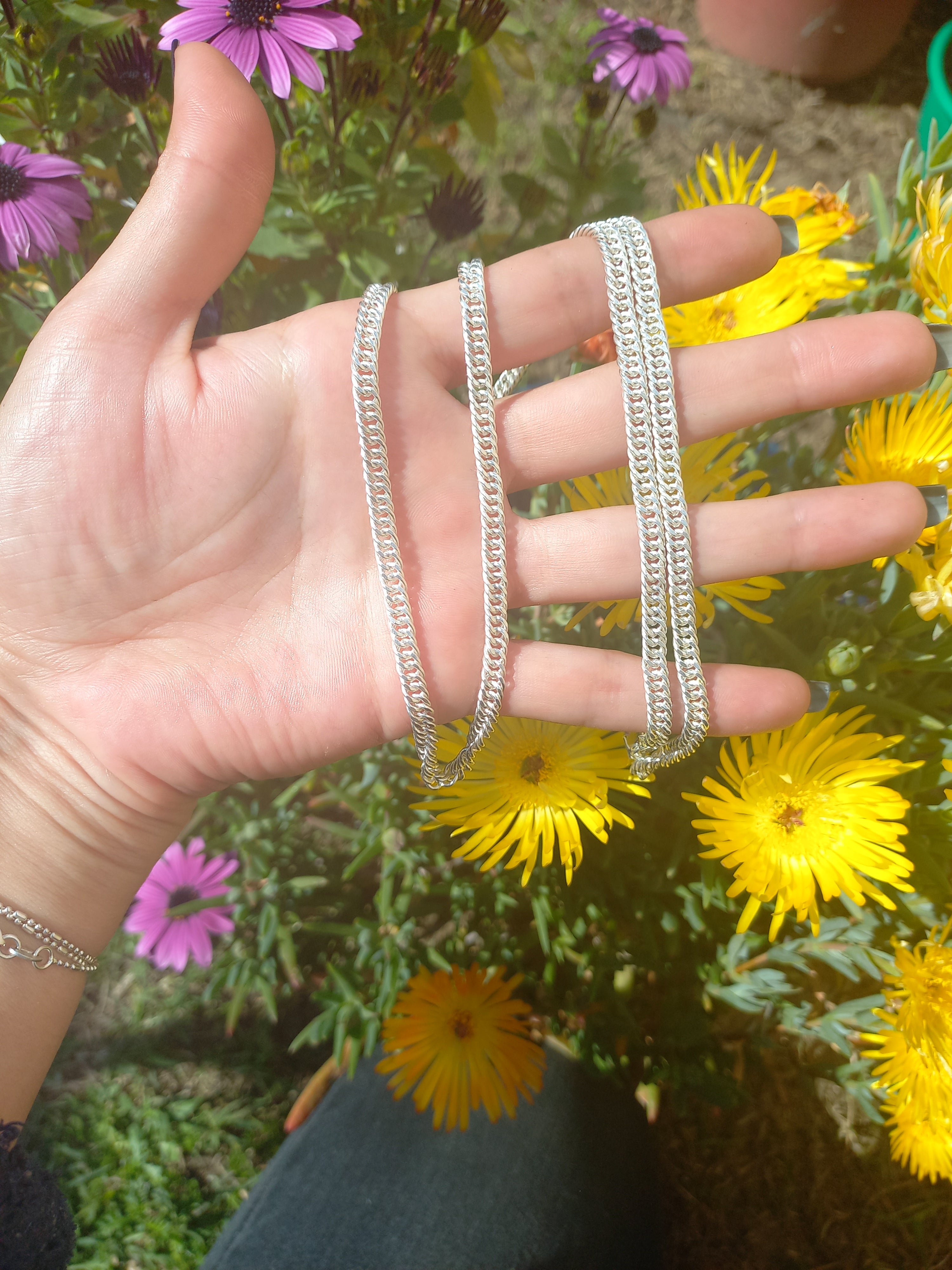 Cadena Doble Grumet 60 cm. Plata 925.