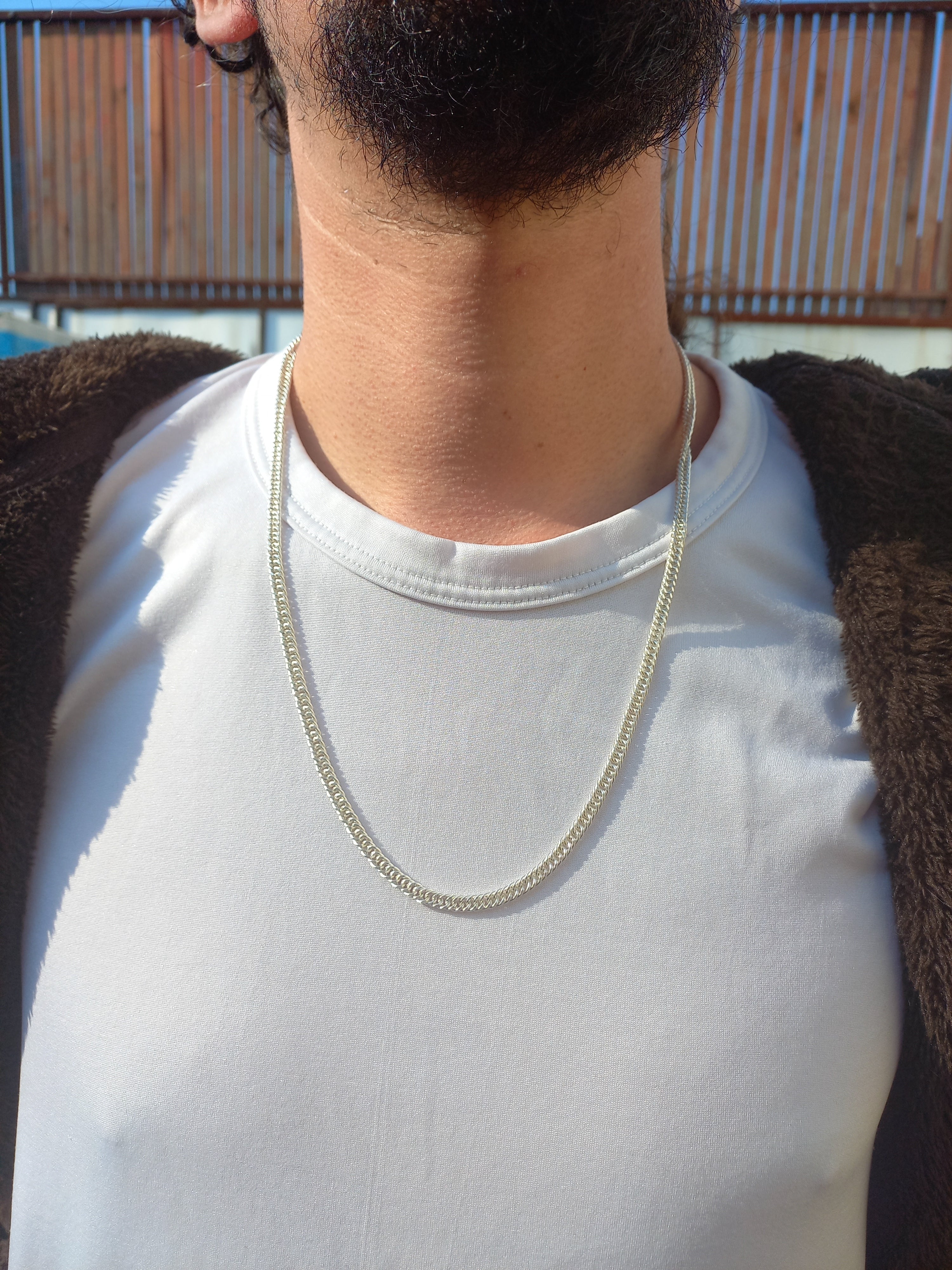 Cadena Doble Grumet 60 cm. Plata 925.