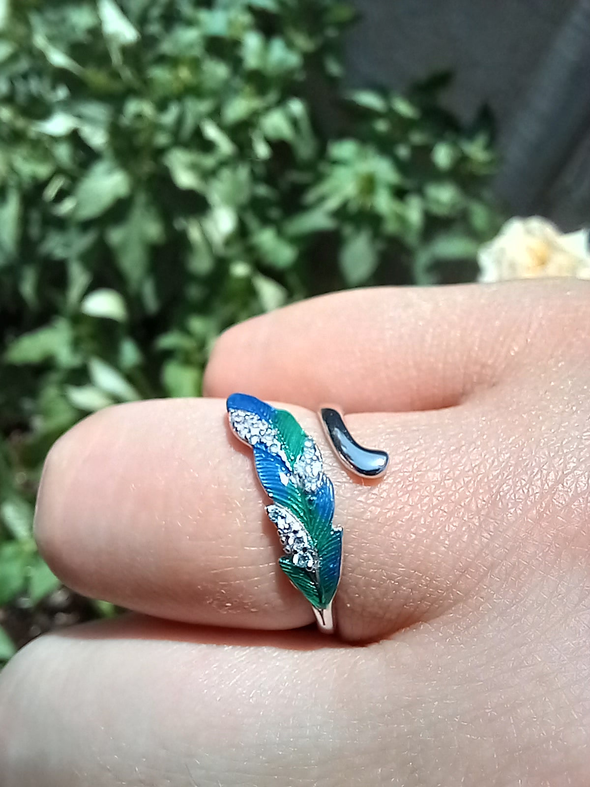 Conjunto Anillo Ajustable + Aros de Pluma de Plata.