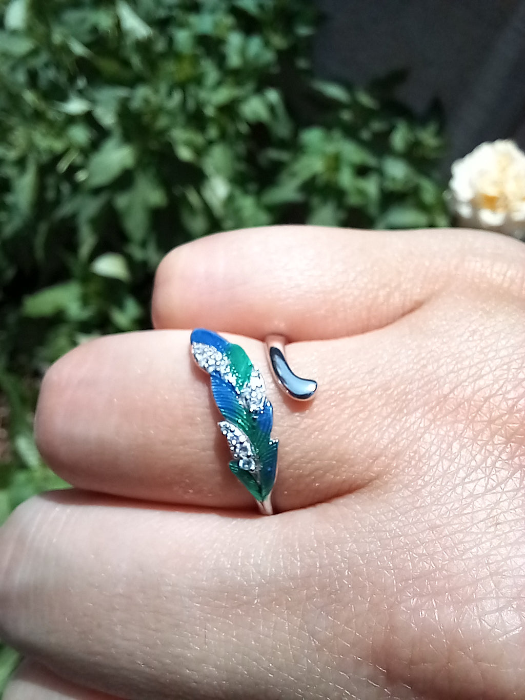 Conjunto Anillo Ajustable + Aros de Pluma de Plata.