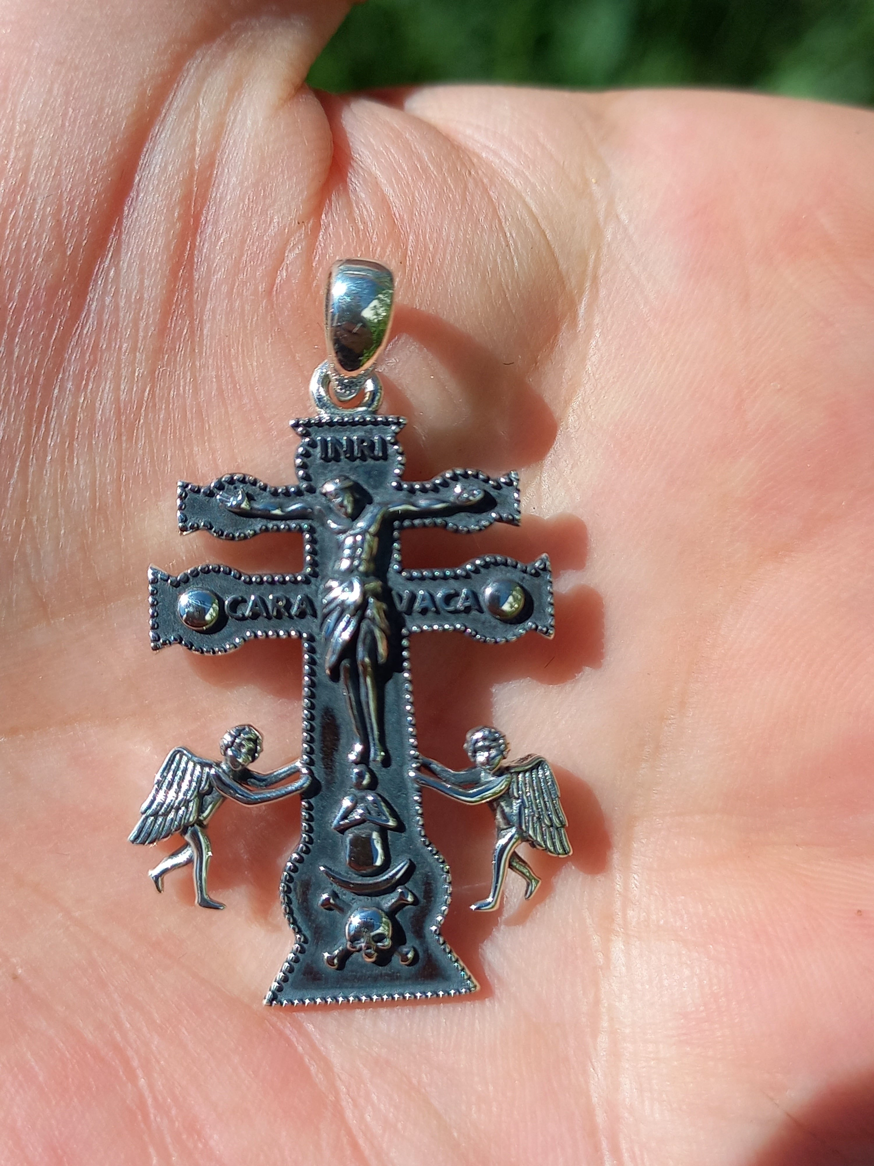 Colgante Cruz de Caravaca con Cadena de Plata 50 cm.