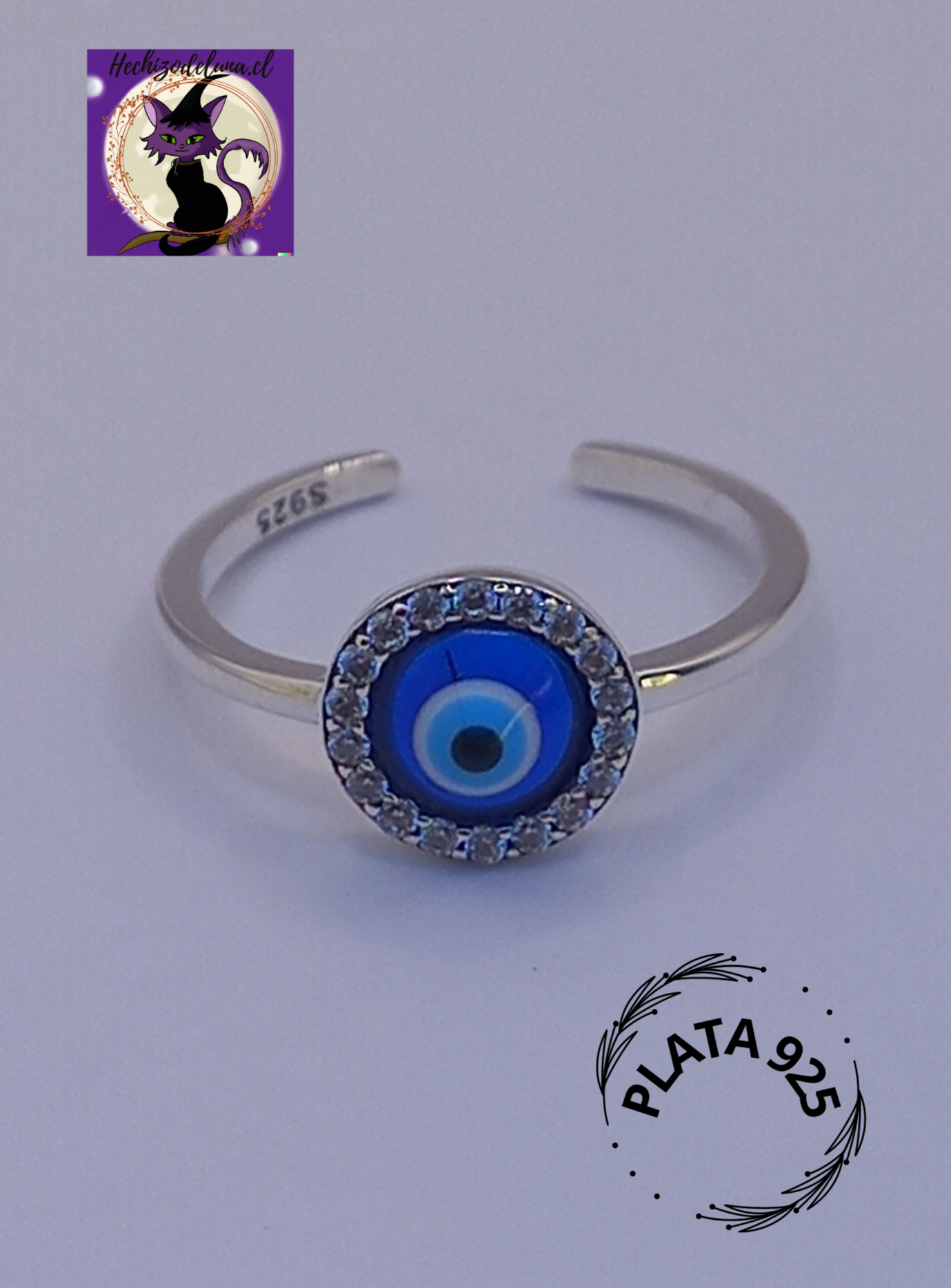 Anillo Ojo Turco Ajustable de Plata.