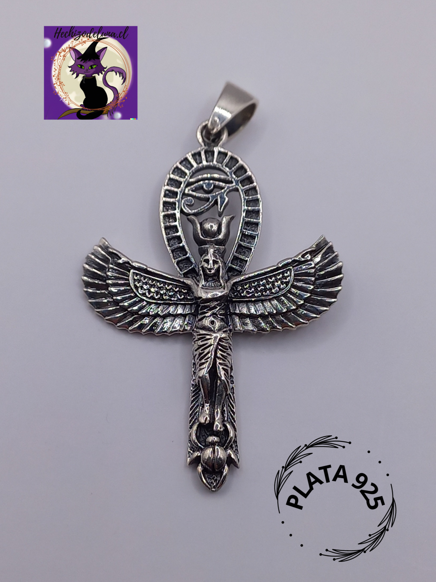 Colgante Isis Diosa Egipcia con Cadena de Plata 50 cm.