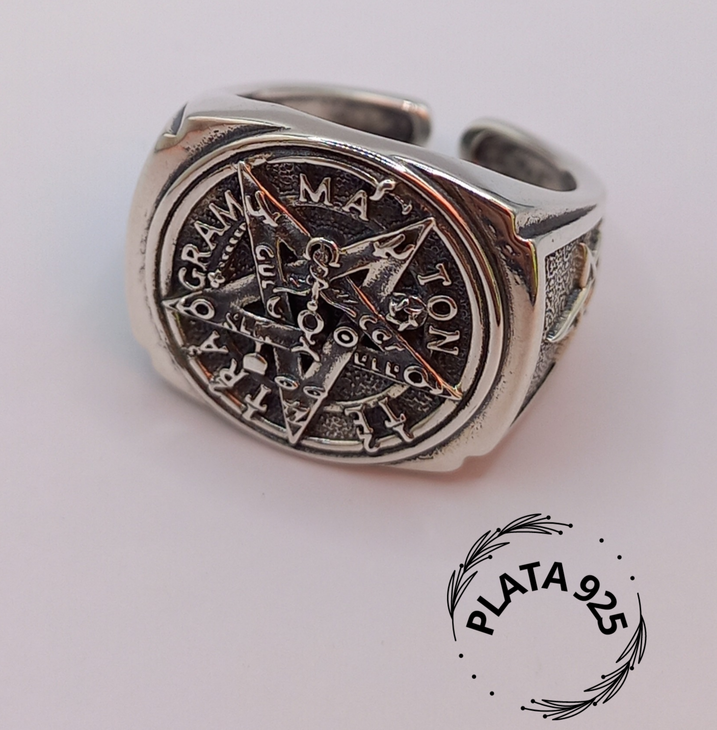 Anillo Tetragrámaton Ajustable de Plata.