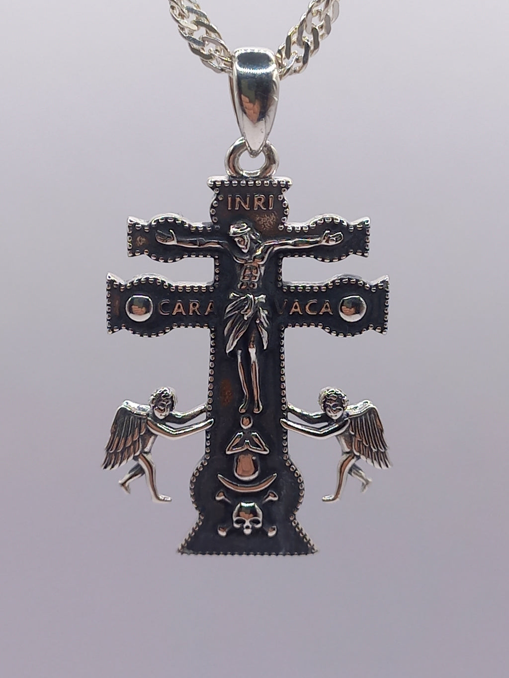Colgante Cruz de Caravaca con Cadena de Plata 50 cm.