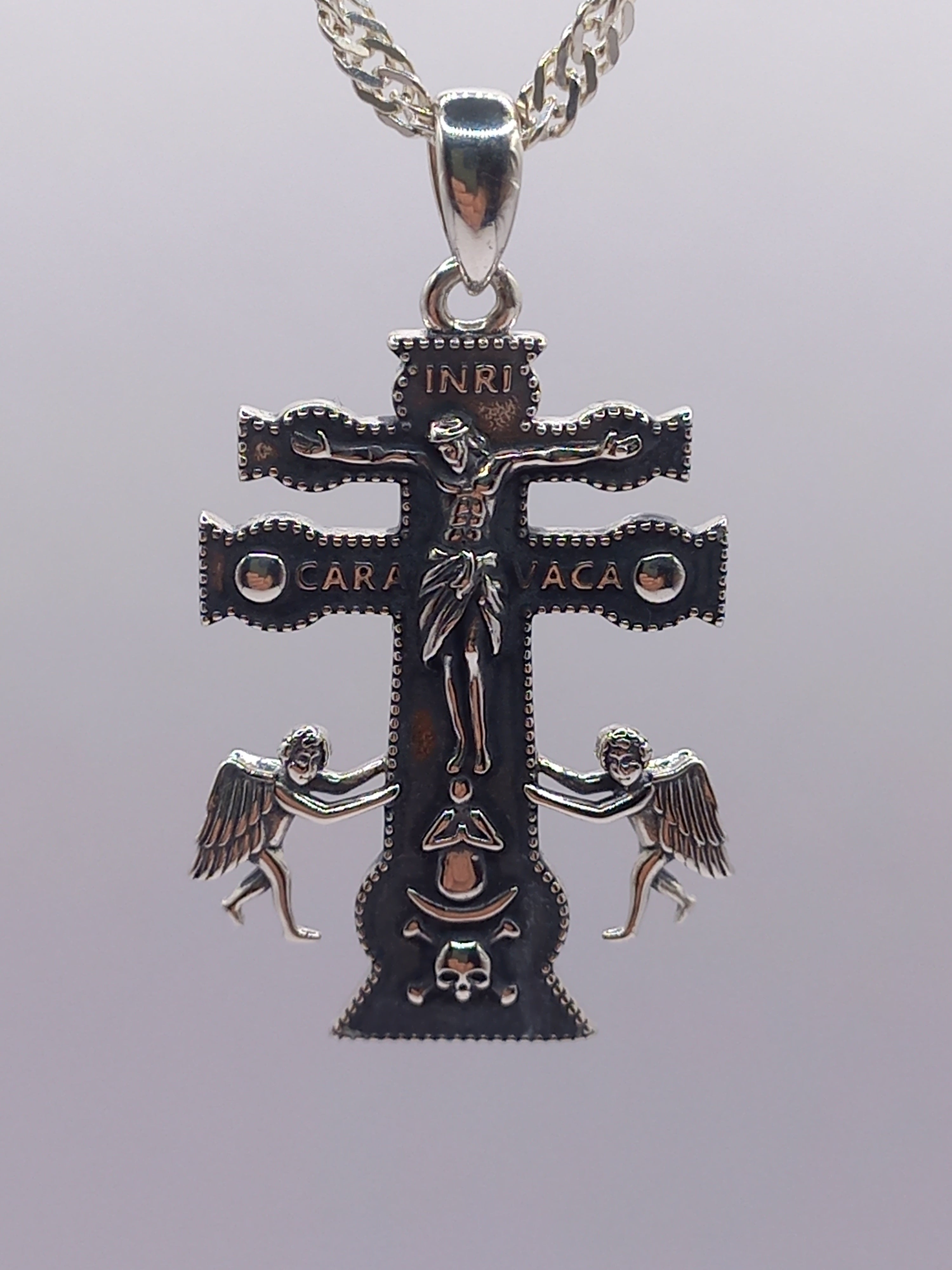 Colgante Cruz de Caravaca con Cadena de Plata 50 cm.