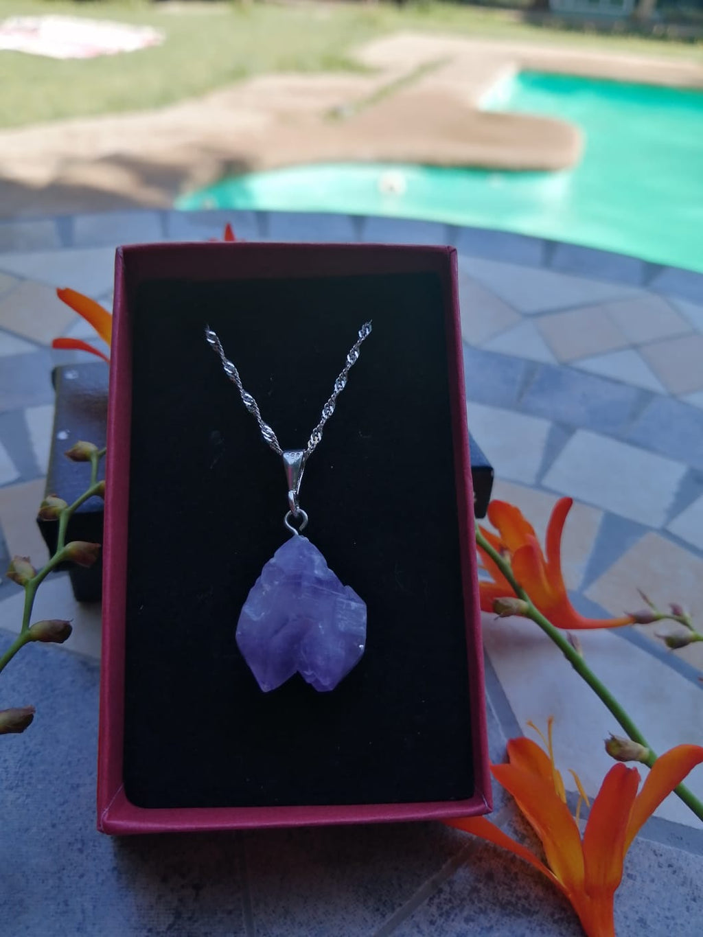 Colgante Amatista con Cadena de Plata 50 cm.