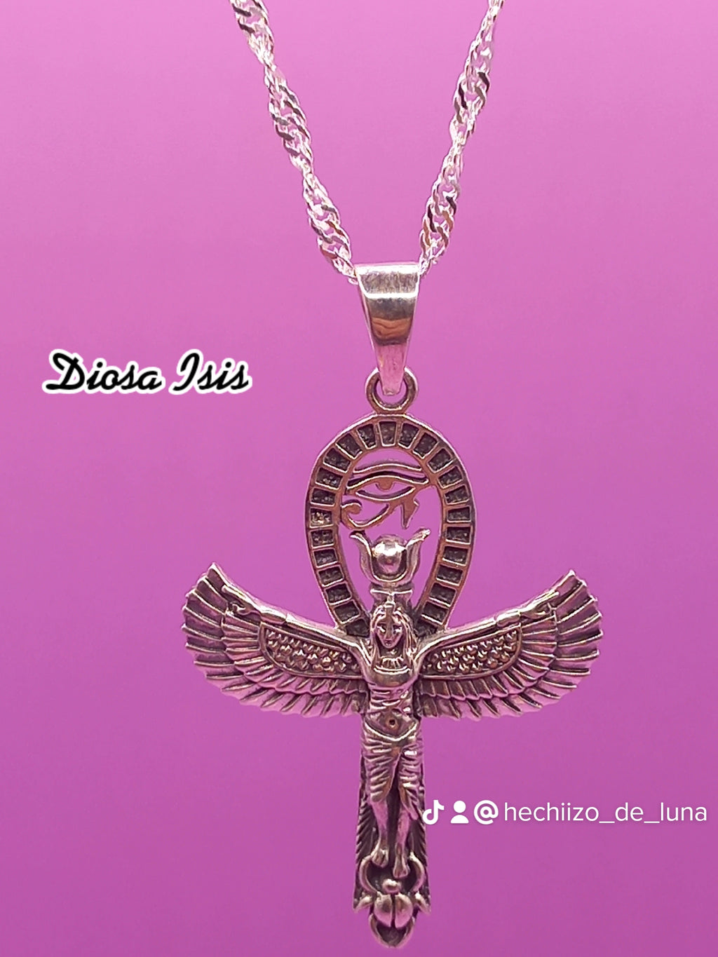 Colgante Isis Diosa Egipcia con Cadena de Plata 50 cm.