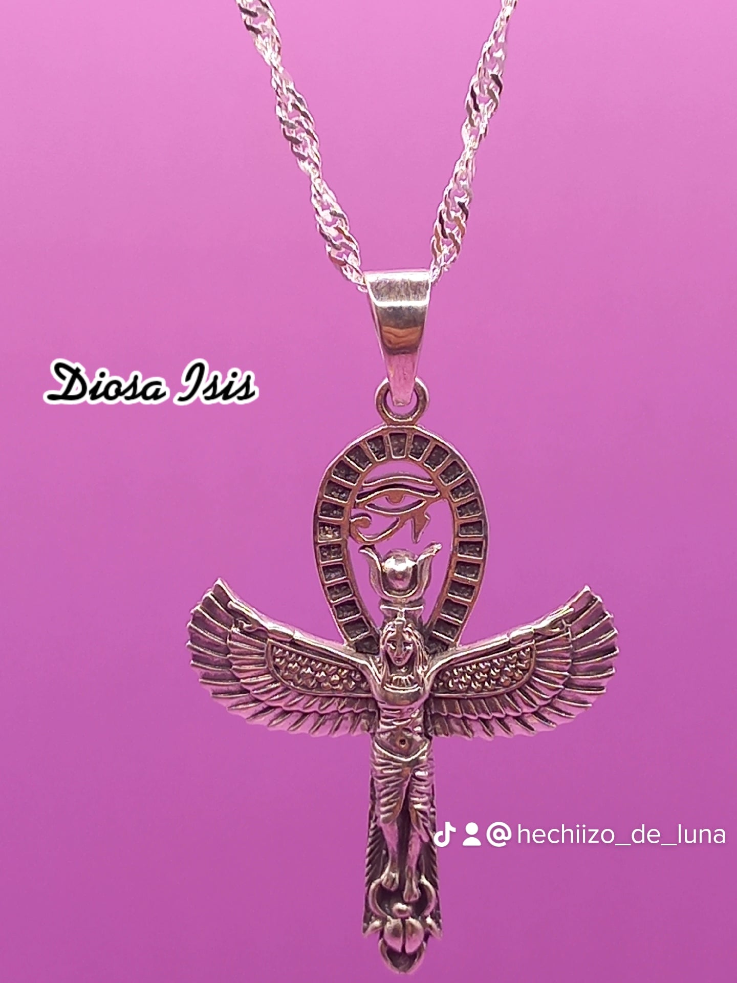 Colgante Isis Diosa Egipcia con Cadena de Plata 50 cm.